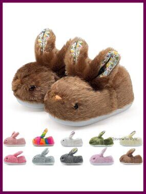 Bunny Slippers Women Cute Animal Plush Fuzzy House Shoes Anti-Slip